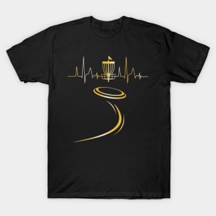 Heartbeat Disc Golf Lovers with Flying Disc Cool Disc Golf T-Shirt